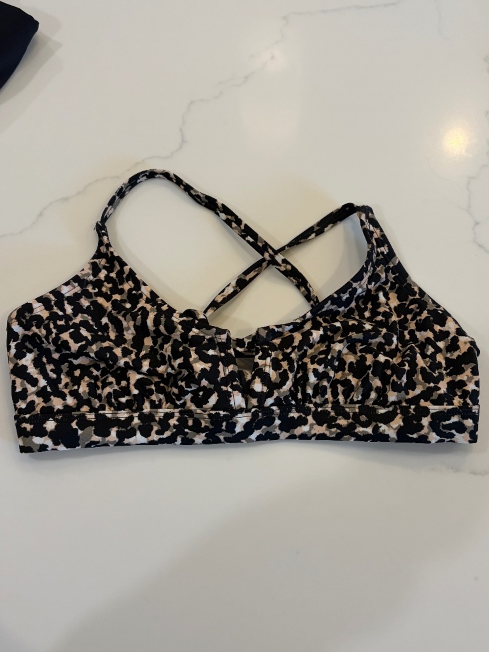 Leopard Print Strappy Back Bikini Top
